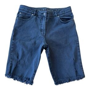 Stella McCartney Distressed Raw Hem Long Line Denim Shorts Sz 14